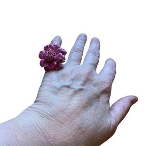 Rose Mauve Fabric Flower Costume Fashion Adjustable Ring, small